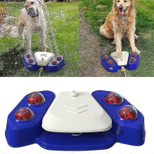 (Yellow, One size) Dog Sprinkler Outdoor Canine Water Fountain Easy Paw Activated 2 Aqua Outlet Modes Hose Dispenser