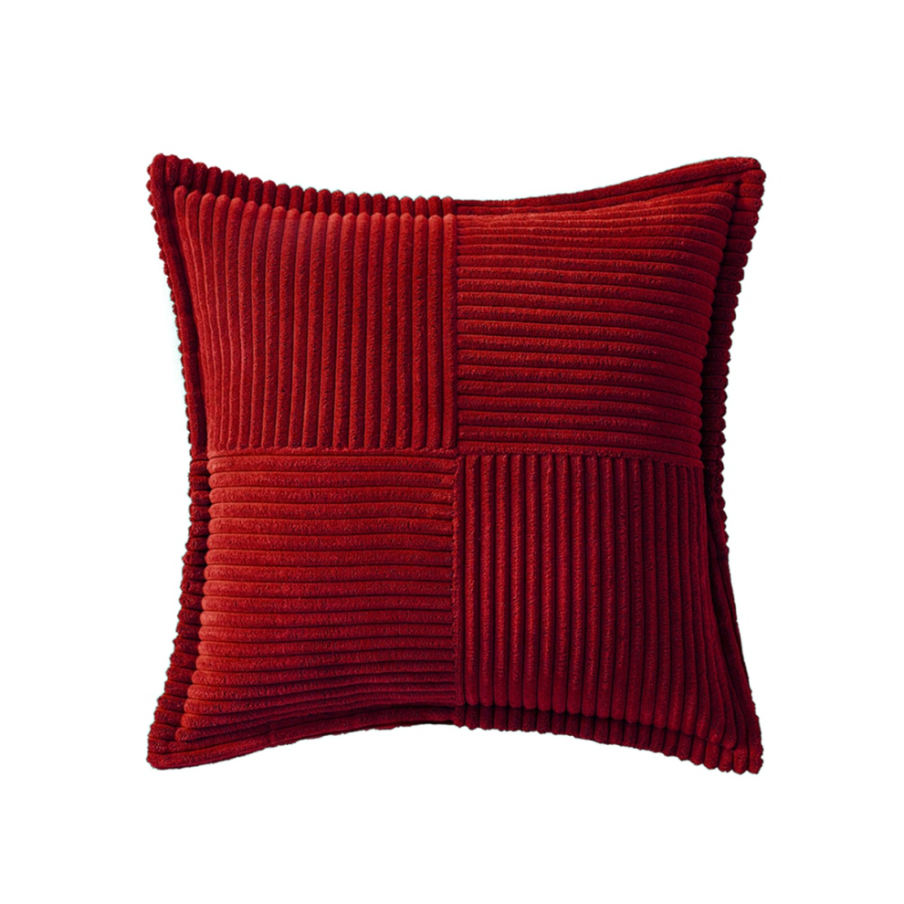Housses de Coussin en Velours CôTelé avec éPissure, Douces pour Canapé, Coussins DéCoratifs TexturéS à Rayures Larges, Rouge