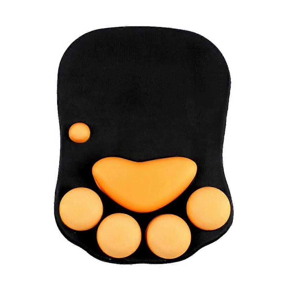 (As Show, One Size) Cute Office Mouse Pad With Wrist Support Cat Paw Design, With Wrist Rest(Black) Black 5093442620061