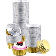 Copos de Folha AlumíNio Mini Cozimento Forros Cupcake Ouro DescartáVeis Formas Muffin Redonda para Cozinhar, Festa AniversáRio