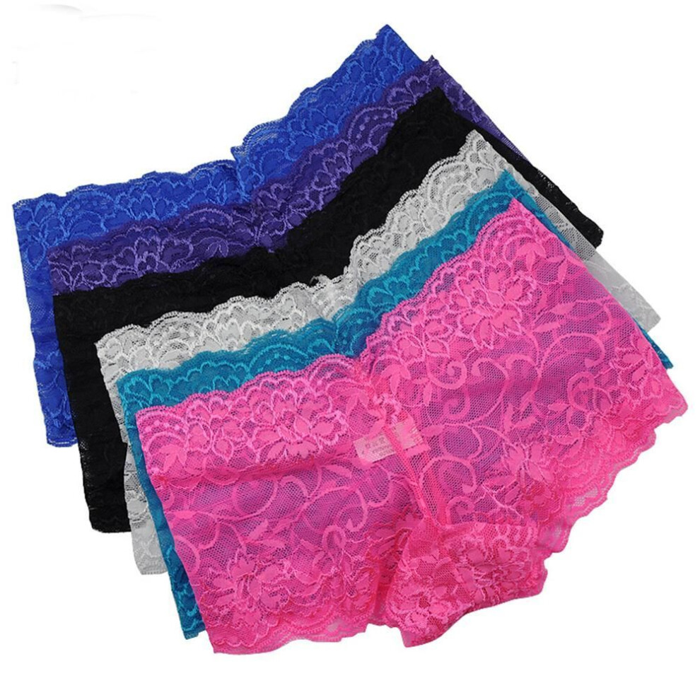 (L) Women Boxers Underwear Sexy Full Lace French Panties Shorts Boyshort Ladies Knickers Intimates Lingerie M L Xl Xxl Lot 6 Pcs