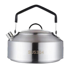 1000ml Camping Kettle - Stainless Steel, Anti-Overflow Lid, Foldable Handle, Induction & Camp Stove Compatible for Outdoor Coffee & Tea