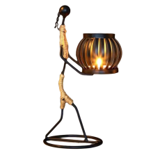 African Women Iron Candle Holder, Home Bar Table Decoration B