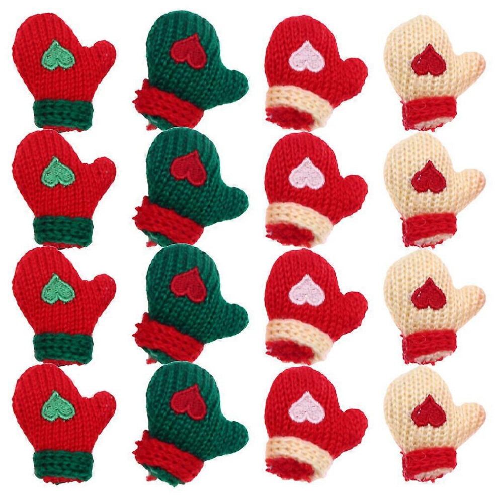 Kricely (As Show, One Size) 16Pcs Mini Gloves Miniature Plush Gloves Souvenirs For Christmas Decorations