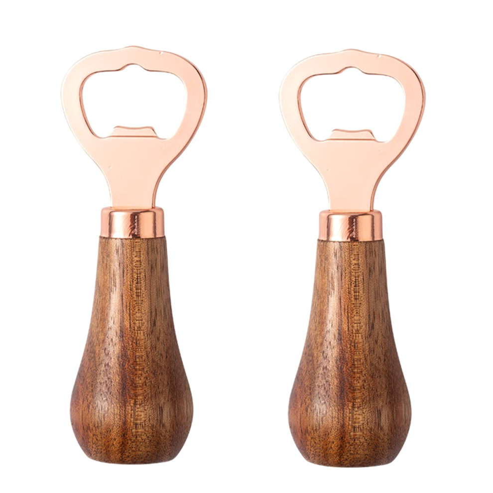 Ouvre-Bouteille de Bière en Acier Inoxydable avec Manche Bois, Ustensiles Cuisine, Cadeau D'Anniversaire Mariage, Or Rose