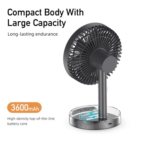 Digital Display Office Mini Desktop Night Light Electric Fan White 2