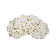 4PCS 8.6 Inch Doilies Crochet Round Lace (Beige)