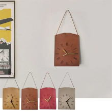 Unieke Wandklok Bruin Leer Stil Creatief Handtas Vorm Klok voor Meisje Decoratie Accessoires C