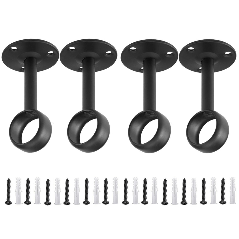 Support de au Plafond pour Tringle à Rideau Supports 1 1/4 Po (4 Pièces, Noir)