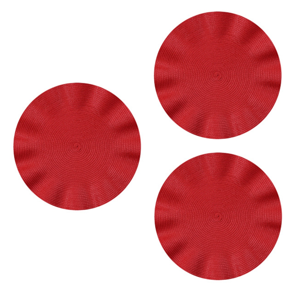 Napperon Rond Ondulé, Tapis Anti-Brûlure, de Style Occidental Isolant pour Table à Manger, Cuisine, Rouge
