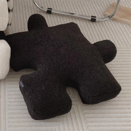 Plush Puzzle Pillow Irregular Shape Fun Black 2