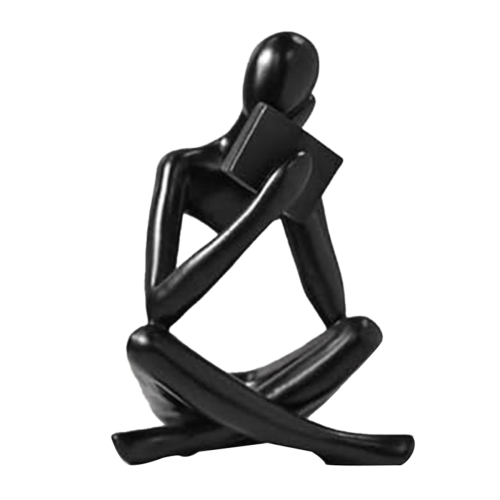 Black Thinkers Resin Statue Reading Ornament,A