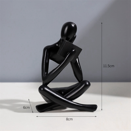 Black Thinkers Resin Statue Reading Ornament,A 2