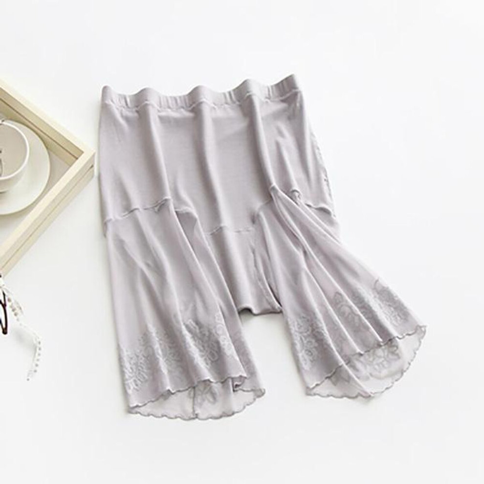 (grey, L) Plus Size Safety Short Pants Women Summer Seamless Under Skirt Pants Anti Chafing Boxers Female Sexy Lace Boyshorts Women