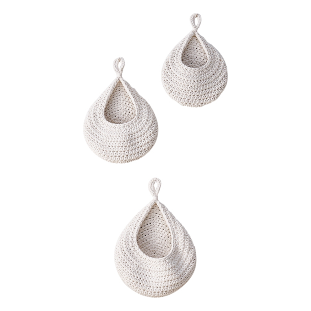 Cestas De Frutas Para Colgar En La Pared Cocina, Paquete 3 Tejidas Verduras C-image