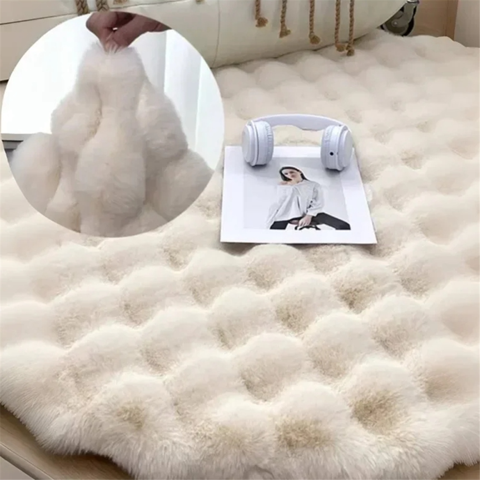 Tapis Ronds pour Salon, de Sol en Peluche, Doux, Chambre à Coucher, Chevet, Moelleux, DéCoration Chambre, Vert, 1 X M