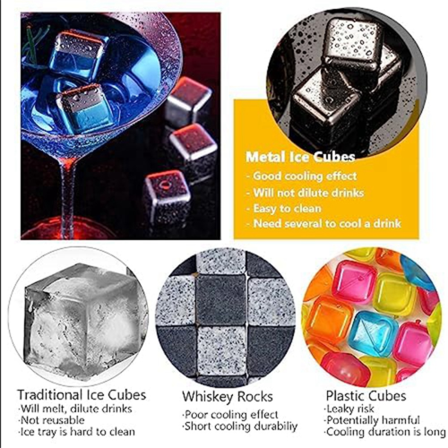 Whisky Stones 6 Pack, Μεταλλικά επαναχρησιμοποιούμενα παγάκια 2
