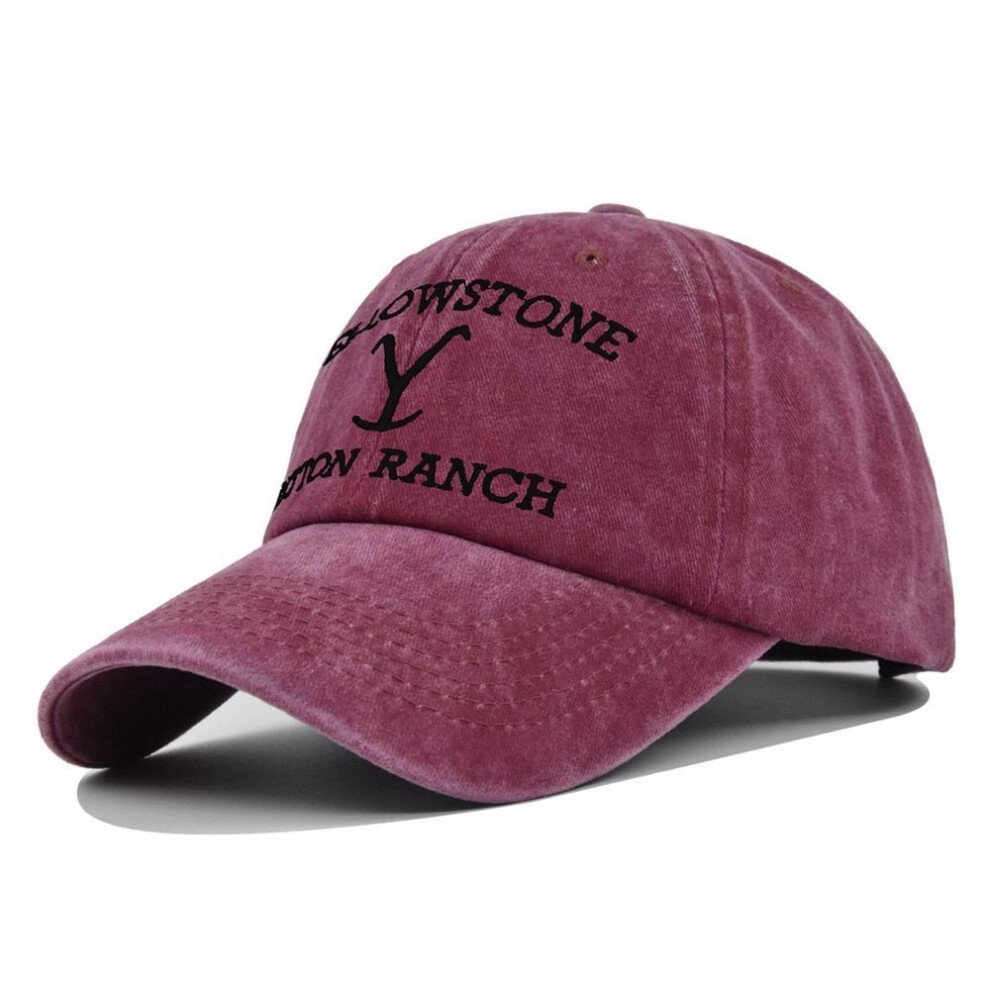 (red) Yellowstone Dutton Ranch Hat Cross Ponytail Baseball Cap Distressed Outdoor Embroidery Sunscreen Hat Solid Color Cap