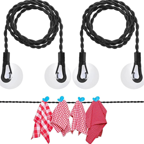 Corde à Linge Extensible, de Voyage, Camping Rétractable Portable avec Crochet et Ventouse 2