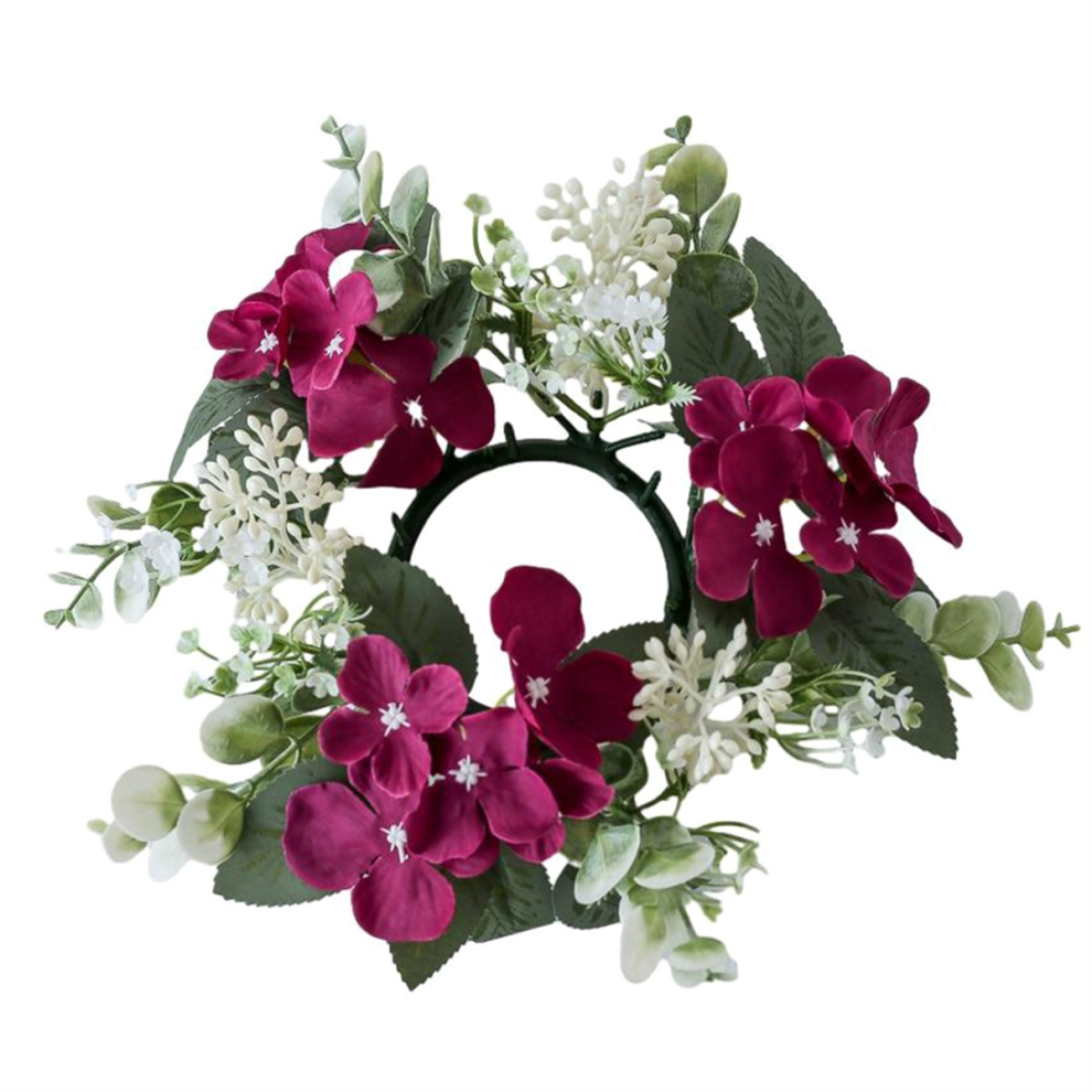 Chandelier de Mariage Couronne Fleurs Artificielles, Plantes, Bougie, Aromathérapie, Porte-Anneau, Centre Table, Décor Vin Rouge