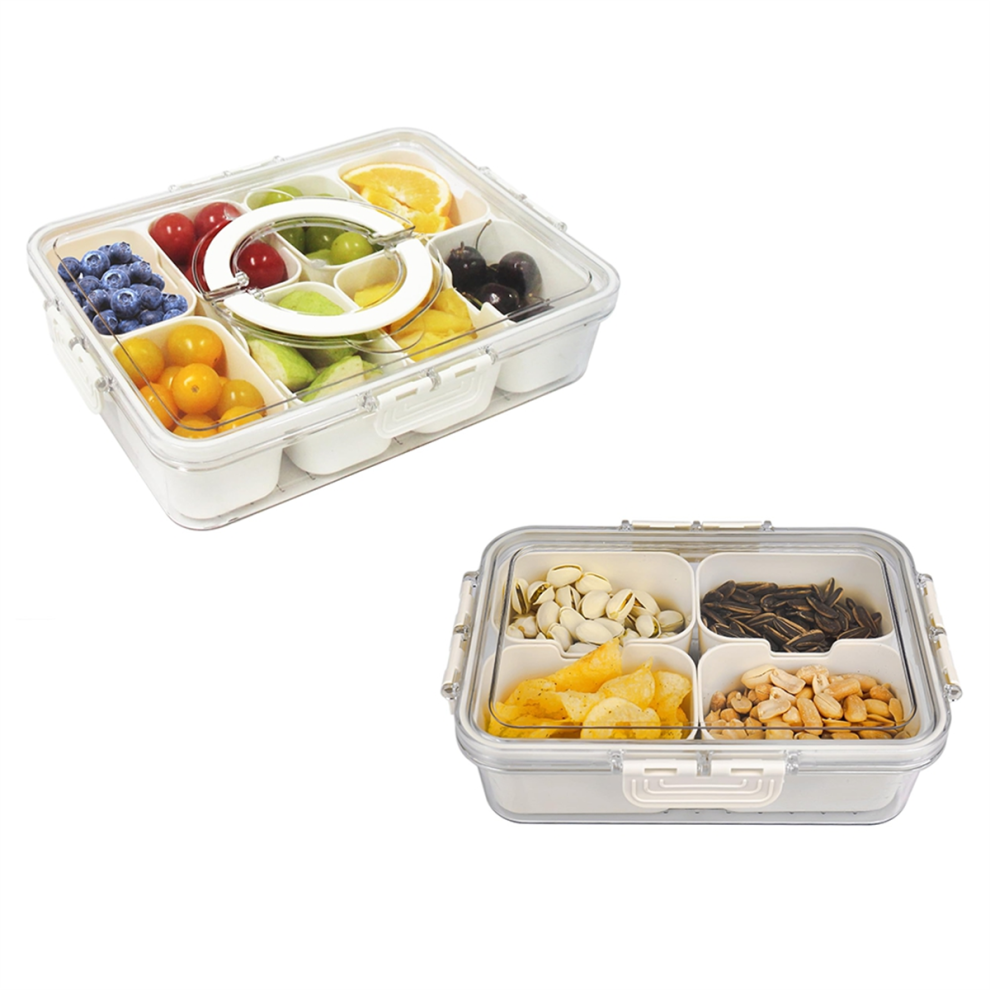 Divided Serving Tray with Lid Veggies Portable Snack Box