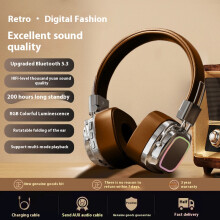 (Pure brown) 2025 new retro wireless head-mounted Bluetooth headset mini plug-in card heavy bass e-sports noise reduction suitable
