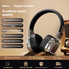 (Pure black silver) 2025 new retro wireless head-mounted Bluetooth headset mini plug-in card heavy bass e-sports noise reduction suitable