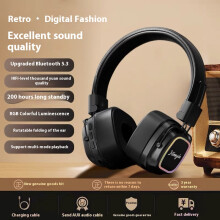 (Black letters) 2025 new retro wireless head-mounted Bluetooth headset mini plug-in card heavy bass e-sports noise reduction suitable