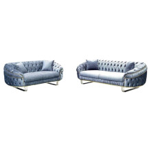 (Grey) Royal Modern Design Plush Velvet 3+2 Sofa Set