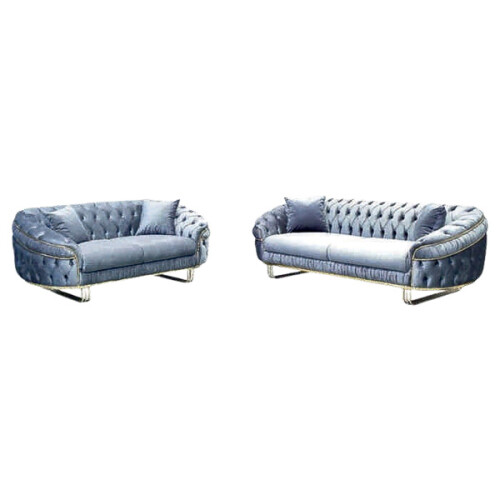 MN Furniture (Grey) Royal Modern Design Plush Velvet 3+2 Sofa Set