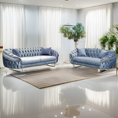 MN Furniture (Grey) Royal Modern Design Plush Velvet 3+2 Sofa Set 2