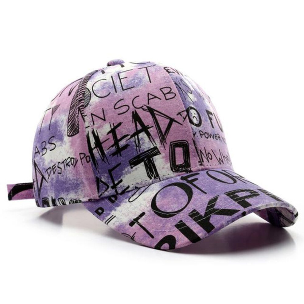 (purple) Men Personality Graffiti Rapper Hip Hop Caps Summer Outdoor Sun Protection Baseball Cap Adjustable Unisex Hat Casual Trucker Hats Sports Golf Caps