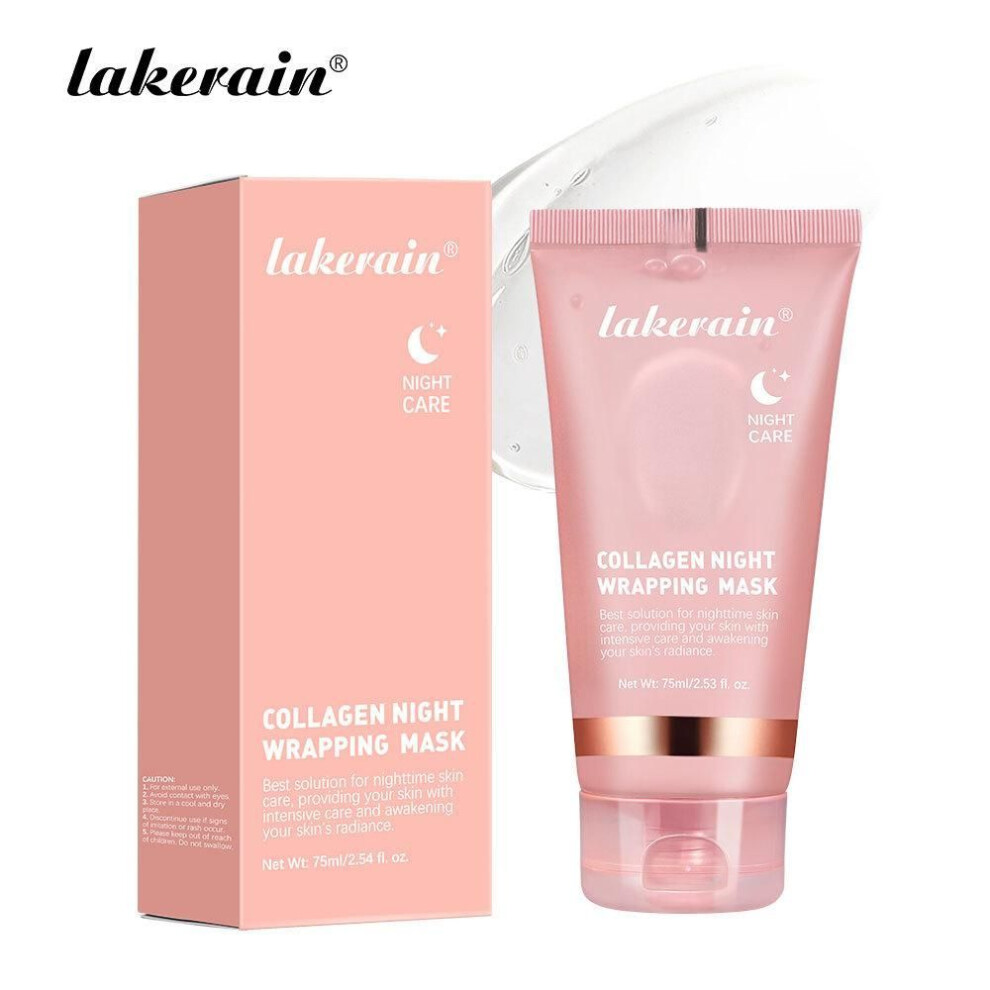 (as the picture, 1PCS) 75ml Collagen Overnight Wrapping Peel Off Facial Mask Korean Collagen Night Wrapping Mask Deeply Hydrates Night Care Mask Cream