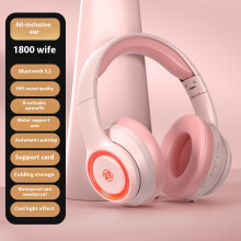 (Pink) 2025 new head-mounted Bluetooth headset wireless plug-in computer e-sports game music heavy bass model