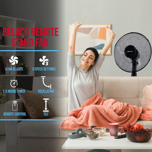 Belaco Stand Fan  16" Oscillating, Remote Control, Timer 2
