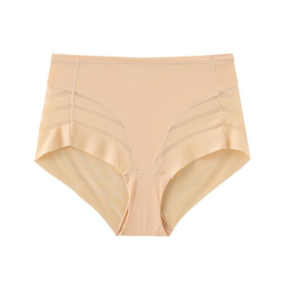(apricot, XL) Mid-waist Women&apos;s Briefs Light Waist Hip-lifting Underwear Striped Mesh Breathable Women&apos;s Underwear Cotton Thin Crotch