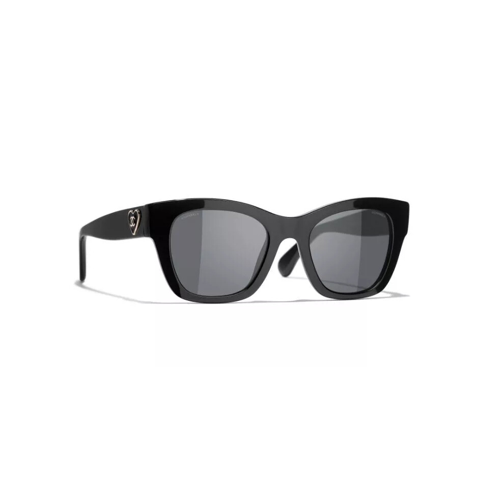 Chanel CH 5478  Sunglasses Polished Black w/Gold CC Heart Logo