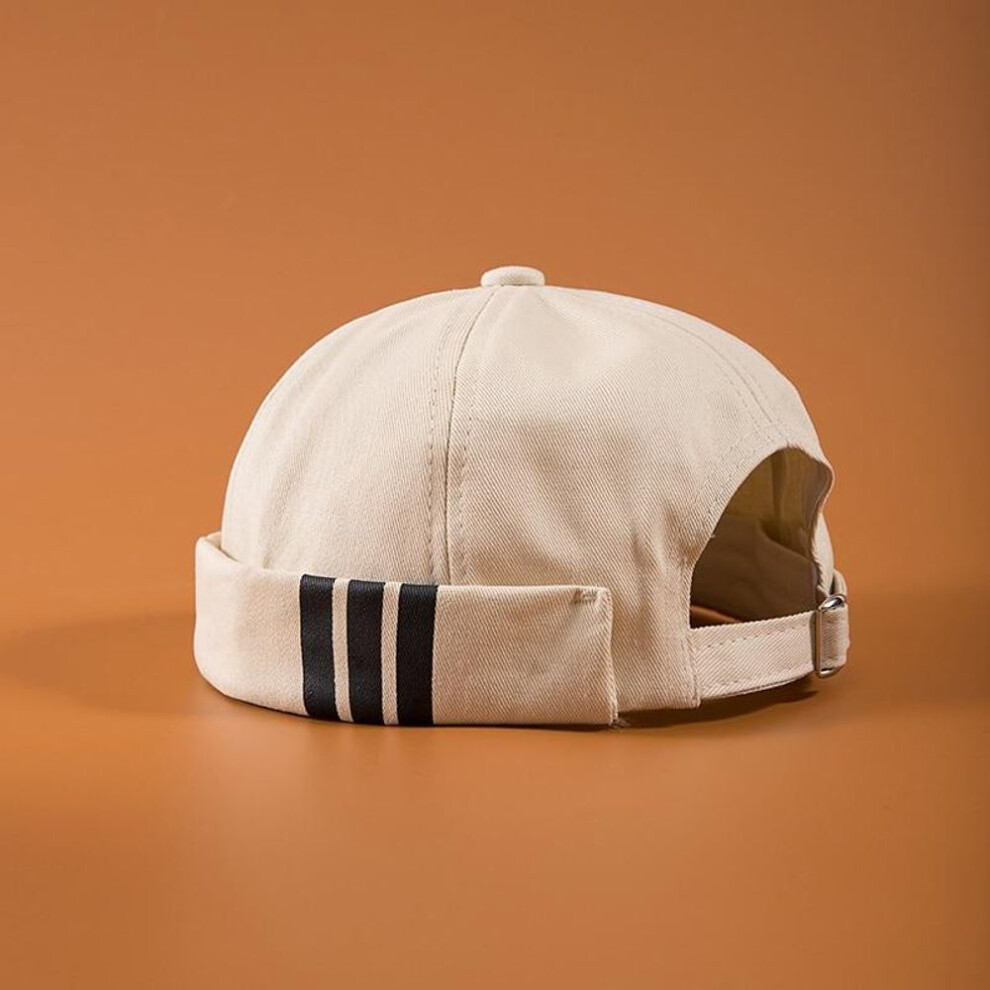 (beige, One Size) Men&apos;s Cotton Brimless Skullies Vintage Urban Street Docker Hats Multipurpose Miki Beanie Hat