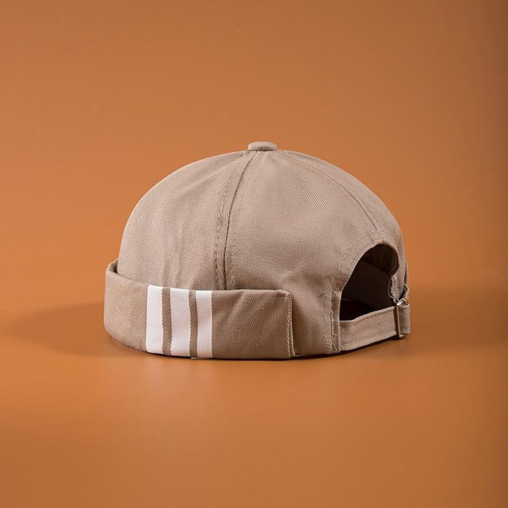 (khaki, One Size) Men&apos;s Cotton Brimless Skullies Vintage Urban Street Docker Hats Multipurpose Miki Beanie Hat