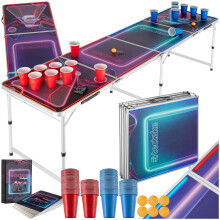 Beer Pong Table LED Drinks Cup Set Game Tournament Table Party Drinking Games