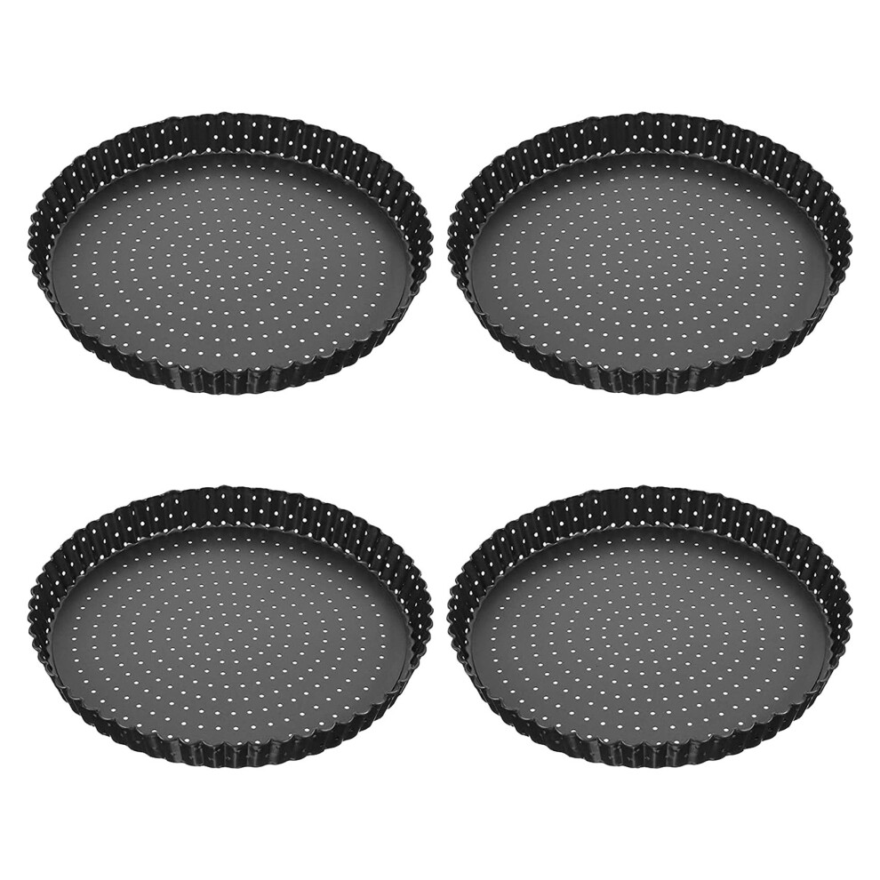 4 Pack Quiche Tart Pan,5 Inch Round Perforated Pizza Baking Tray Non-Stick Tin with Holes for Cakes,Pies,Quiches