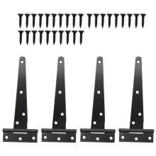 4 PCS 6 Inch Heavy Duty Door Hinges -Strap Tee Shed Hinge Gate for Wooden Gates (Black)