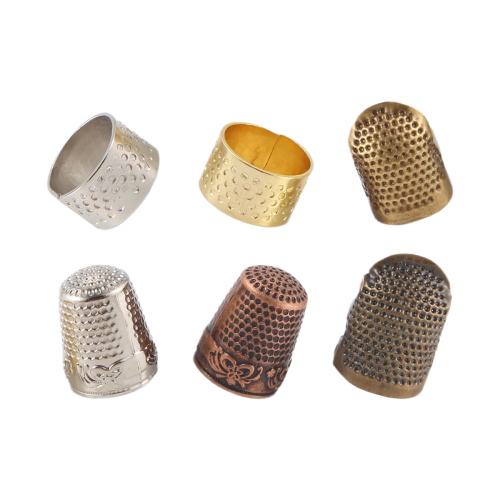 6 Pieces Sewing Thimble Finger Protector,Adjustable Metal Shield Protector for Embroidery Needlework 1