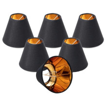 (As show, One size) (6 Pack) Small Black And Gold Lamp Shades With E14 Socket For Table And Floor Lamps