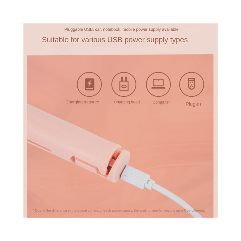 Photos - Hair Dryer 2 in 1 Dual-Purpose Hair Curler, Mini Straightener, Travel Curling Iron,Portable USB Curler White