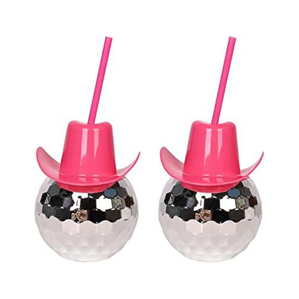 2 Pezzi Bicchieri Da Discoteca Con Cannuccia, Bicchieri Da Cocktail Flash, Bicchieri Da Cowboy, Bicchieri Argento + Rosa