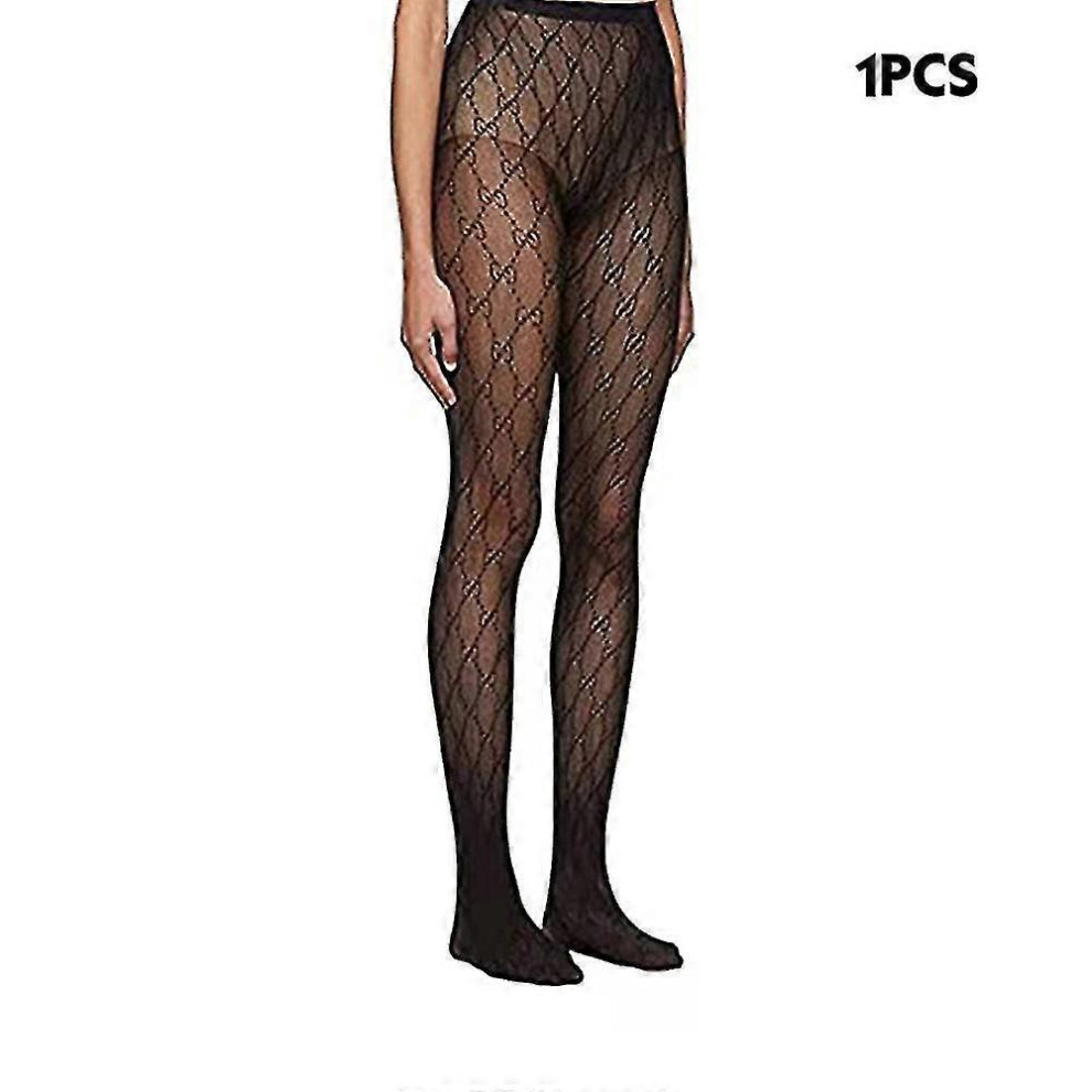 (H, One Size) Double Letter Cc Transparent Slim Pantyhose Fishnet Stockings Sexy Stockings Pantyhose Party Club Black Tights Stocking 5063595926402