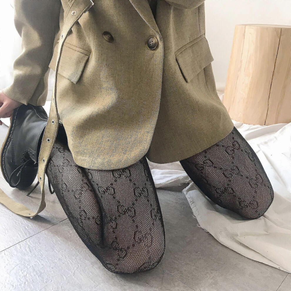 (C, One Size) Double Letter Cc Transparent Slim Pantyhose Fishnet Stockings Sexy Stockings Pantyhose Party Club Black Tights Stocking 5063595926358