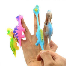 (As show, One size) 10pcs Lingshot Dinosaur Fingers Toys Flight Games Stress-resistant Elastic