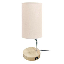 (As show, One size) Touch Control Table Lamp, Smart Wireless Charger, USB Port, 3-Way Dimmable Wooden Nightstand Lamp, Bedside Lamps EU Plug